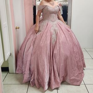 Dusty Rose Glittered Satin Ball Gown Size L